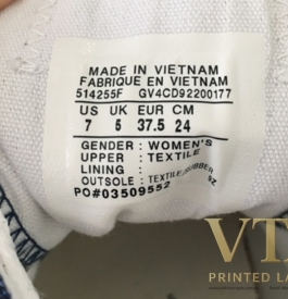 Nhãn in giày dép chất liệu cotton